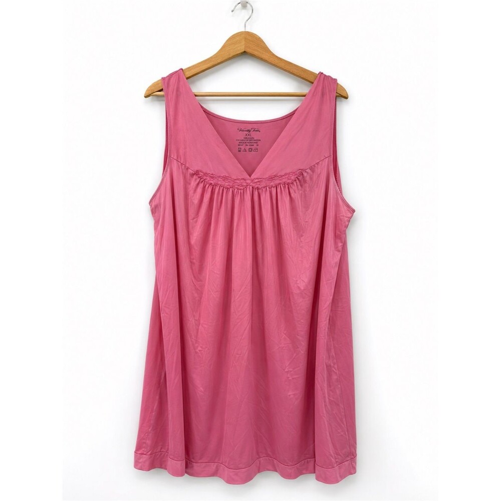 Vanity Fair Pink Nylon Sleeveless Nightgown Dress Size XXL Floral Lounge